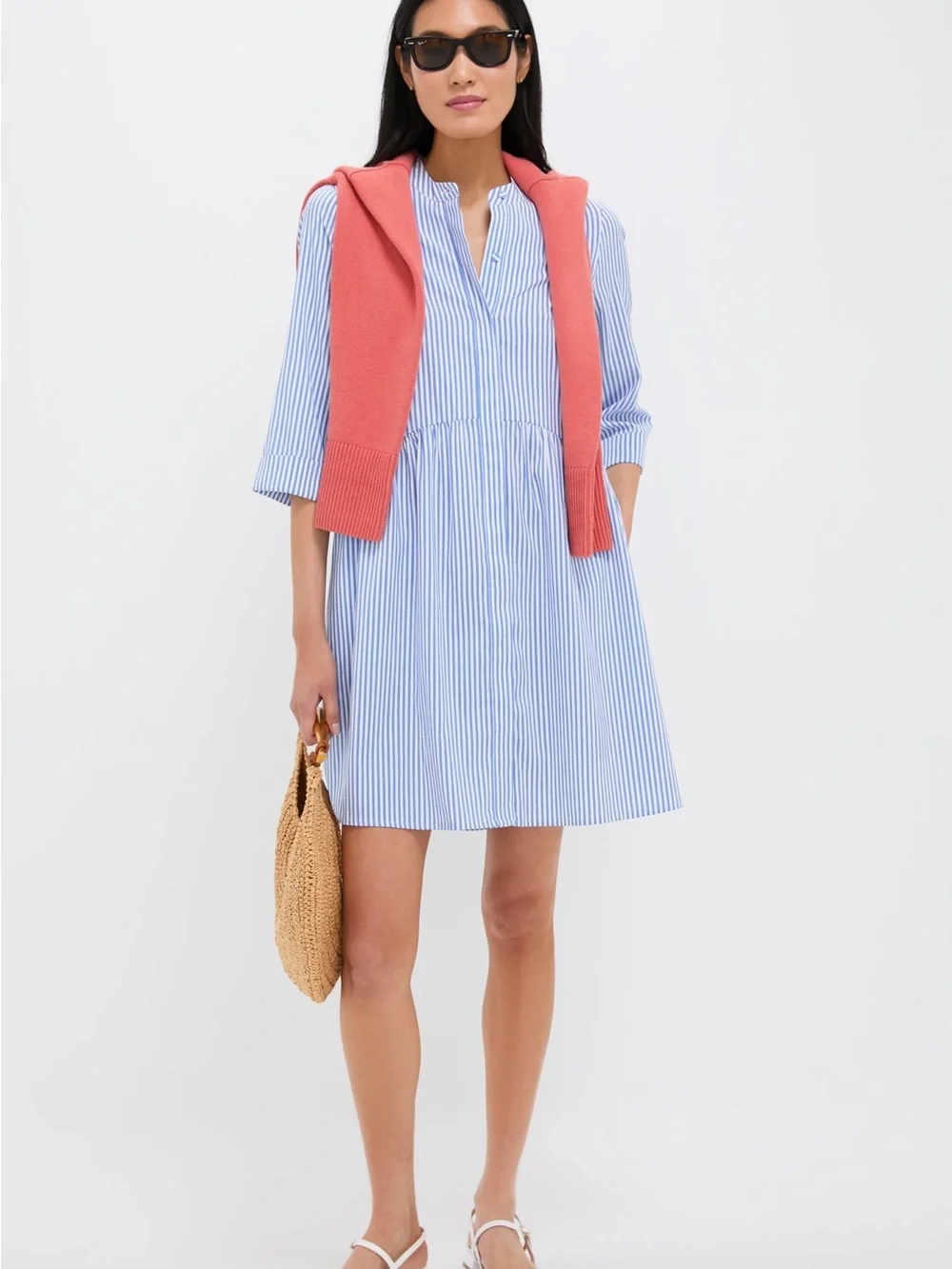 Tuckernuck Blue Stripe Royal Shirt Dress Small Mini Pockets